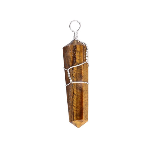 Double ended pendant of Eye of Tiger in Silver Bathroom